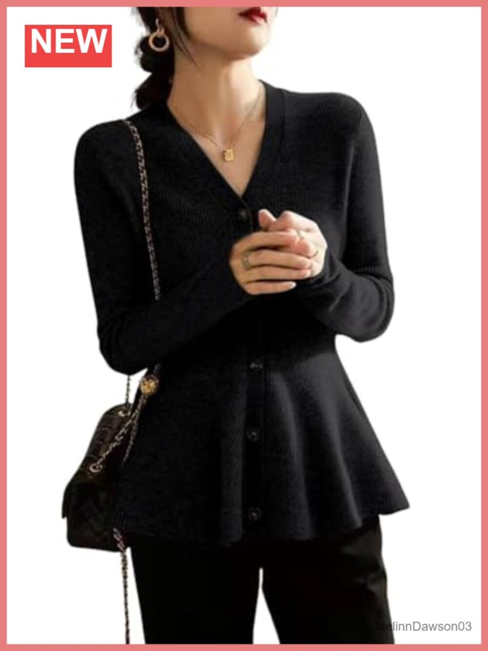 Women Button Down Ribbed Knit Ruffle Slim Fit Cardigan Sweater